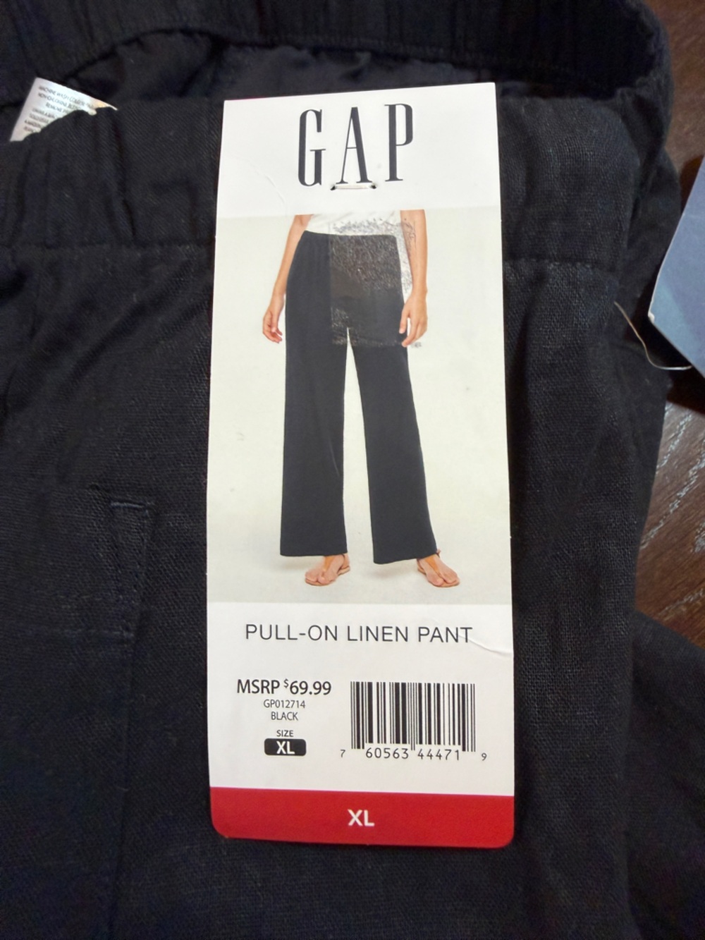 NWT Gap Black Linen Wide Leg Pull On Pants Women's XXL Quiet Luxury - Picture 3 of 10